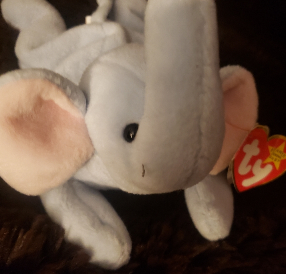 ​🐘 VINTAGE Ty Beanie Baby - Peanut the Light Blue Elephant (1995)